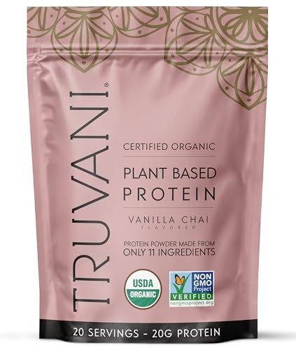 Truvani Organic Vanilla Chai Plant Based Protein Powder, 21.59 Ounce