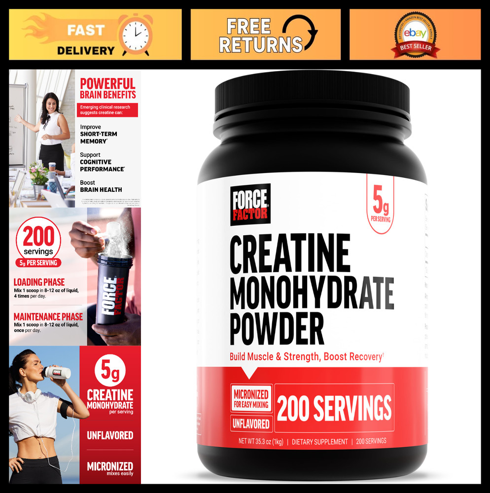 Micronized Creatine Monohydrate Powder, 5g for Muscle Growth & Recovery, Unflavo