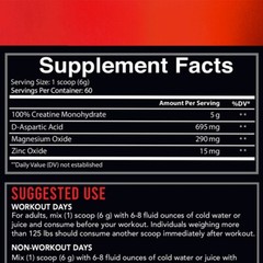 Angry Supplements Crea-Test Creatine + Test Booster Powder for Monster Men 360G