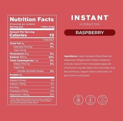 Instant Hydration Sugar Free Electrolytes Powder Packets 20 Sticks Raspberry