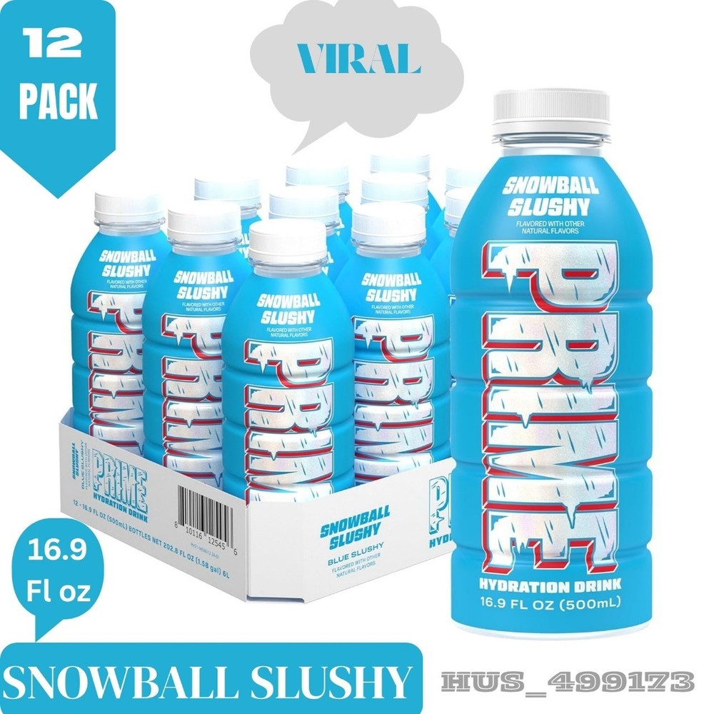 12 Pack PRIME Hydration New Snowball Slushy Blue Limited 16.9 Fl oz 2025