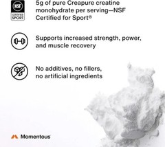 Momentous Creatine Monohydrate Powder – NSF Certified – 90 Servings
