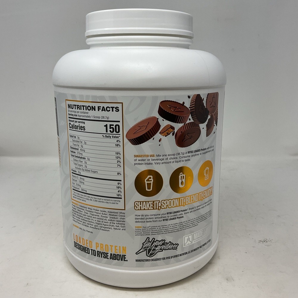 RYSE Loaded Protein Powder – Peanut Butter Cup – 54 Servings 4.6 Lb