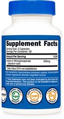 Nutricost Uridine Monophosphate 60 Capsules, 600 mg per Serving