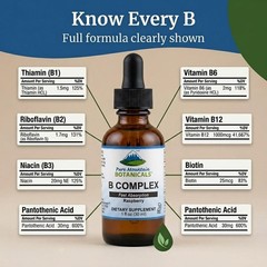 Pure Mountain Botanicals Liquid Vitamin B Complex – B12 B6 Drops – Raspberry
