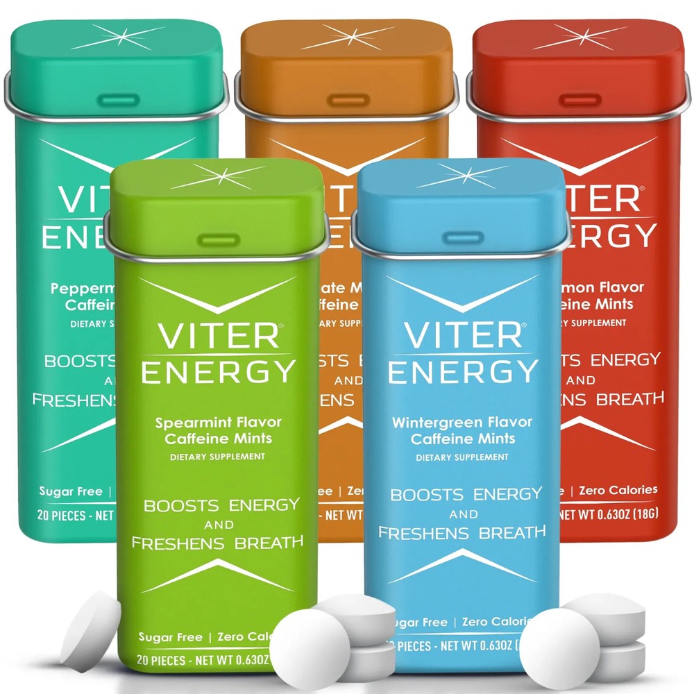 Viter Energy Mints 40mg Caffeine & B Vitamins – Boosts Energy & Freshens Breath