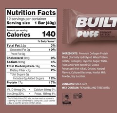 Built Brownie Batter Protein Bar 12 Count 17g Protein Collagen Gluten Free