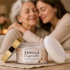 *Vanilla Cupcake Scented Body Powder for Men & Women, Talc-Free, 8oz