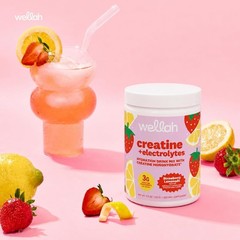 Wellah Creatine + Electrolytes Powder – Strawberry Lemonade – 30 Servings