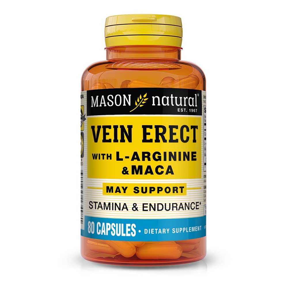 Mason Natural Vein Erect with L-Arginine & Maca – Supports Sexual Health 80 caps