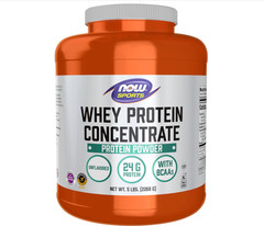 NOW Foods Whey Protein Concentrate Unflavored 5lb 24g Protein BCAAs