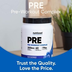 Delicious Blue Raspberry Pre-Workout Supplement – 32oz, 60 Servings, Gluten Free