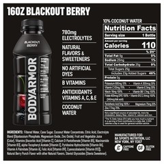 Sports Drink BodyArmor Blackout Berry 16 Fl Oz Electrolytes Hydration