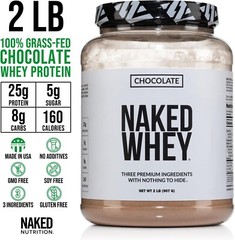 2LB Naked Whey – All Natural Grass Fed Whey Protein Powder, Organic Chocolate