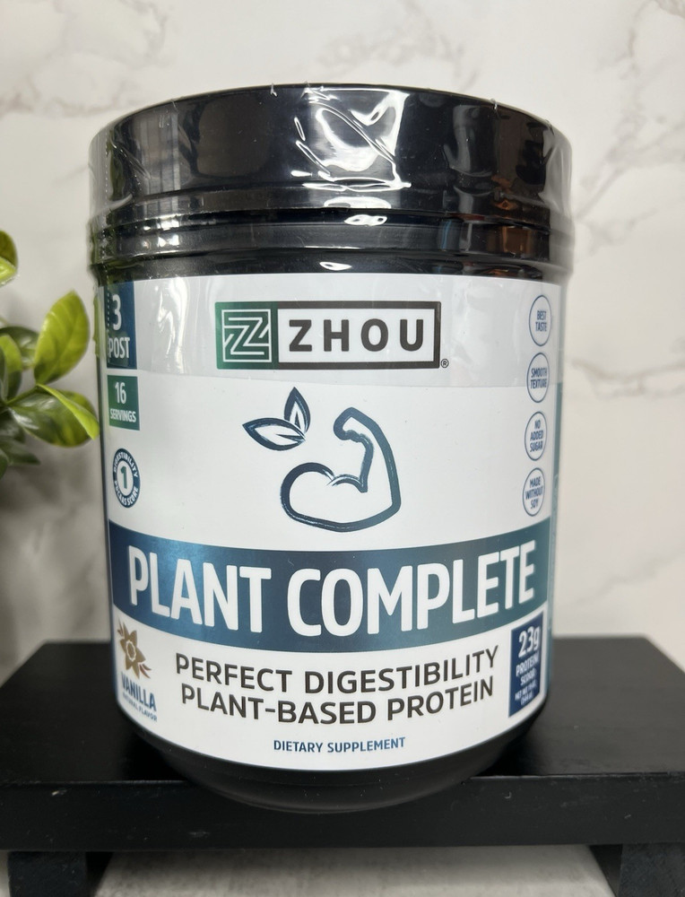 Zhou Plant-Based Protein Powder Vanilla Vegan Gluten-Free 760g 23g Exp 08/27