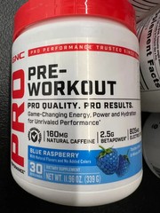GNC Pro Pre-Workout Blue Raspberry 30 Servings Natural Caffeine 160mg Hydration