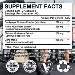 10x Mushroom Complex Supplement, Lions Mane, Reishi, Shiitake, Immune Capsule