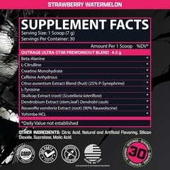 Nutrex OUTRAGE Pre-Workout Powder High Stimulant Pump Focus Strength 30 Servings