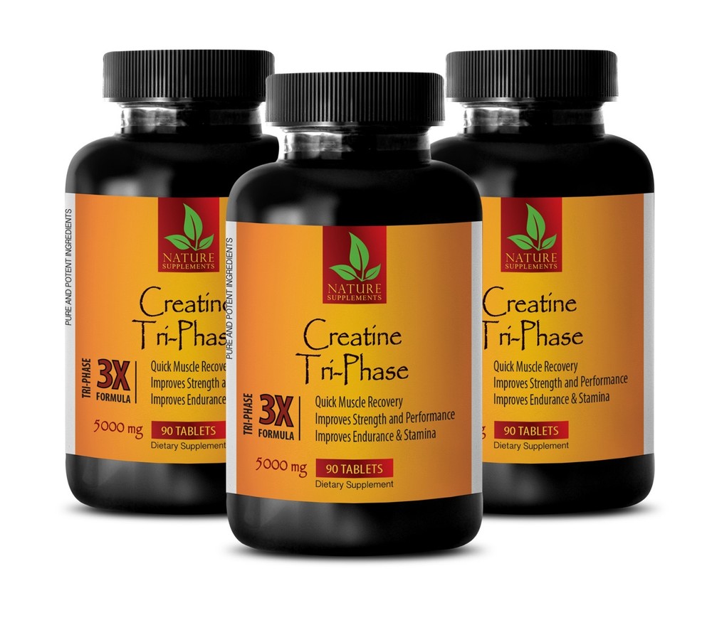 Muscle Growth – Creatine Tri-Phase 5000mg – Weight Gainer – 270 Tablets 3 Bottle