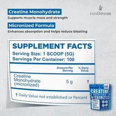 InstaSkincare Creatine Monohydrate Powder for Muscle Gain 1.1 LB