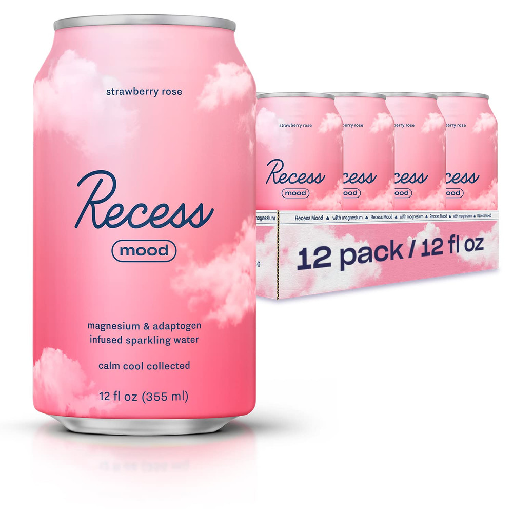 Recess Mood Magnesium Supplement Drink Calming Beverage, 12 Ounce, Pack of 12 (S