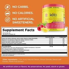 Keto Vitals Electrolyte Powder Raspberry Lemonade Energy Drink