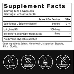 Oxido Nitrico y L-arginina Extra Fuerte Para Aumentar La Energia Muscular 150 Ct