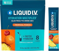 Electrolyte Powder Drink Mix 16 Packets Tropical Punch Hydration Multiplier