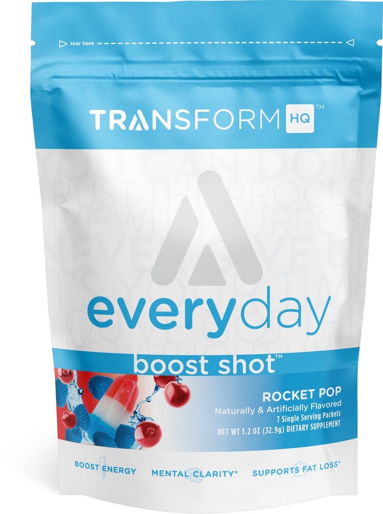 TransformHQ Boost Shot Powder Stick Packets, Rocket Pop Energy – 7 Pack