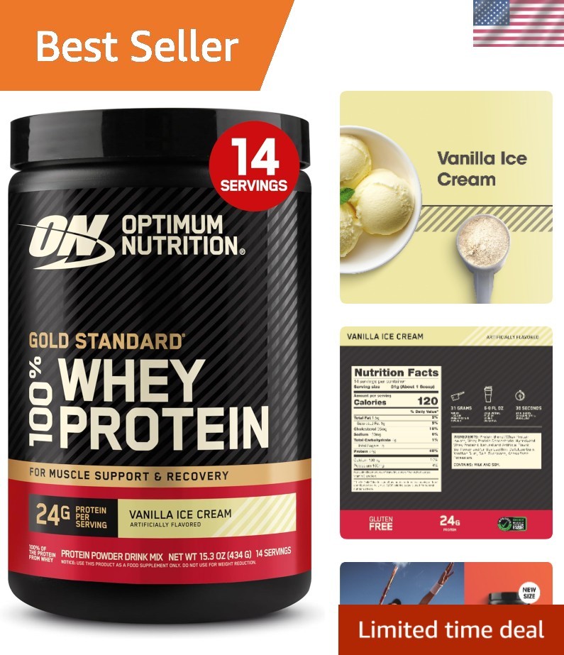 Gold Standard Whey Protein 1 Pound Tub – Creamy Vanilla Ice Cream Delight