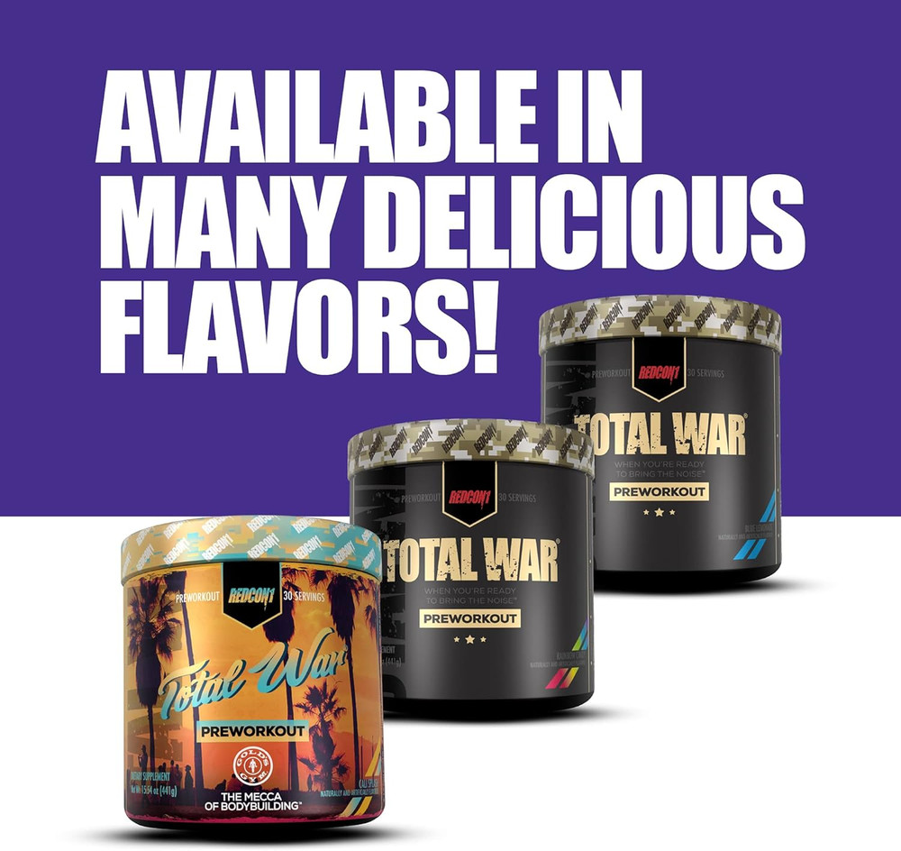 REDCON1 TOTAL WAR PREWORKOUT 30 Servings Sustained Energy Endurance Pumps Focus