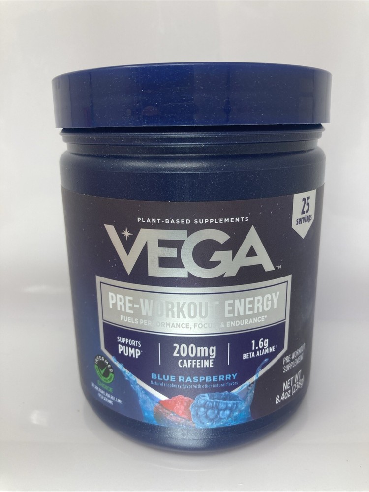 Vega Pre-Workout Energy, 25 Servings, Blue Raspberry, Exp. 12/26