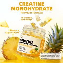 Orgeous Creatine Gummies 90ct – 5g Monohydrate with Taurine & B12 for Muscle & F