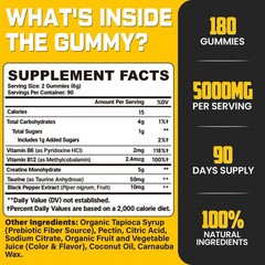 (180 Count) Creatine Monohydrate Gummies for Men & Women – Creatine Pre Worko…
