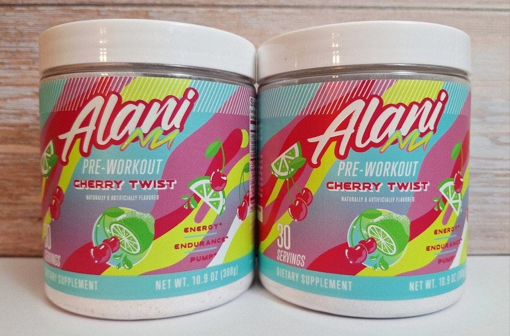 Alani Nu Pre-Workouts, Cherry Twist 🍒 2 Tubs ,30 Servings, 200mg Caffeine.