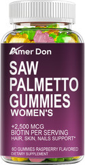 2500mcg Saw Palmetto Extract Biotin Gummies Hair Skin Nails Support 60 Gummies