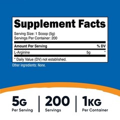 Nutricost L-Arginine (1 KG) – Pure L-Arginine Powder – 5000mg Per Serving
