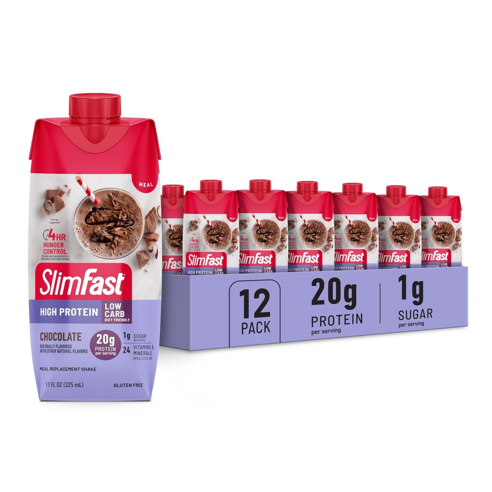 SlimFast Protein Shake, Chocolate- 20g 132 Fl Oz (Pack of 1), Chocolate