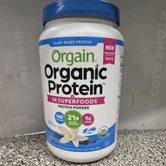 Orgain Organic Vegan Plant Protein Powder 50 Superfoods Vanilla Bean No Soy