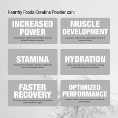 HEARTHY FOODS Creatine Monohydrate Micronized Powder 500G – 100 Servings, 5000mg