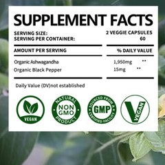 Vitamin C + Zinc + Ashwagandha 120 Capsules, Specially Selected Plant Extracts