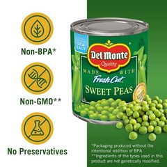 Del Monte FRESH CUT Sweet Peas, Canned Vegetables, 12 Pack, 8.5 oz Can