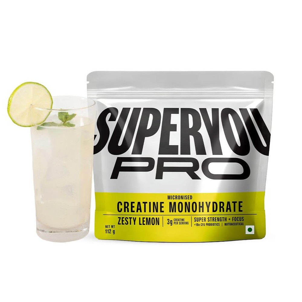 SuperYou Pro Micronized Creatine Powder Zesty Lemon 112g 33 Servings