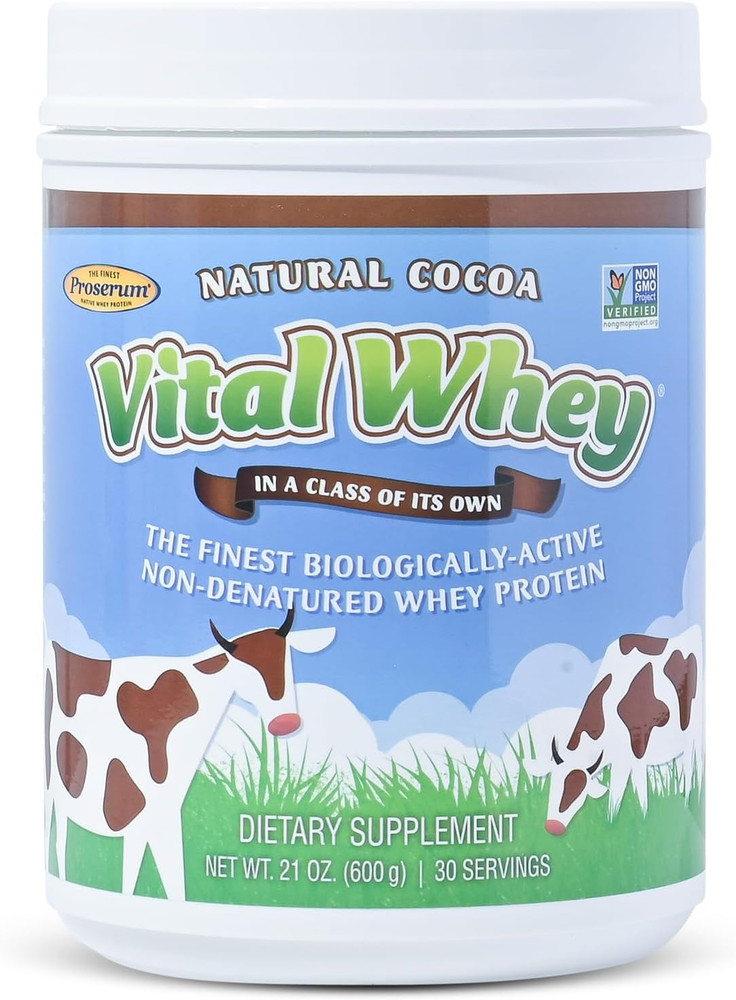 Grass-Fed Whey Protein Powder for Immune Vitality, Natural Cocoa 600G (30 Servin