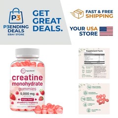 120 Count Strawberry Raspberry Creatine Gummies – Pre Workout & Recovery Boost