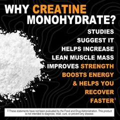Creatine Monohydrate 100 Servings Unflavored Micronized Powder 5g Scoop Included
