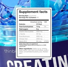 Thinbi Creatine Gummies 120 Count 5g Creatine Sugar Free Blueberry Exp 2028