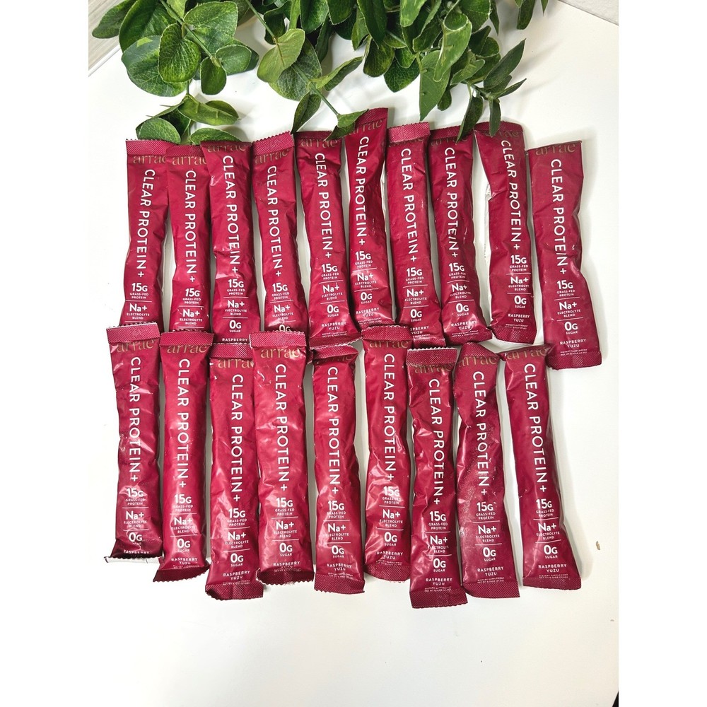 Arrae Clear Protein+ Raspberry Yuzu 19 Stick Packs New Grass-Fed Electrolytes