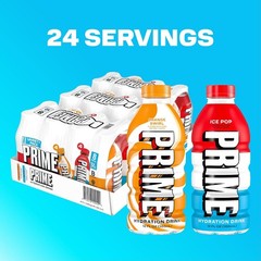PRIME Hydration Sports Drink Ice Pop Orange Swirl Coconut Water 12oz
