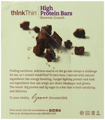 ThinkThin High Protein Bar, Brownie Crunch, 60 g, Bars, 10 Count 2.1 Ounce